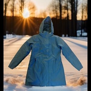 Woman’s Swiss Tech blue green hooded jacket full zip/zip out lining Sz S (4-6)